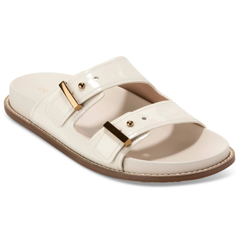 Cole Haan Women's Marisol Footbed Sandals Ivory Patent Leather Size 6